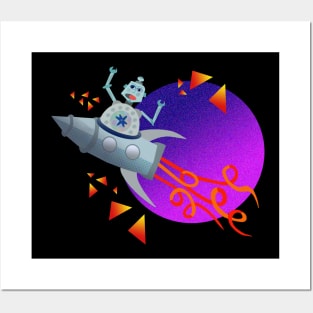 Fly Me to the Moon Cause Robots need a place to go Posters and Art